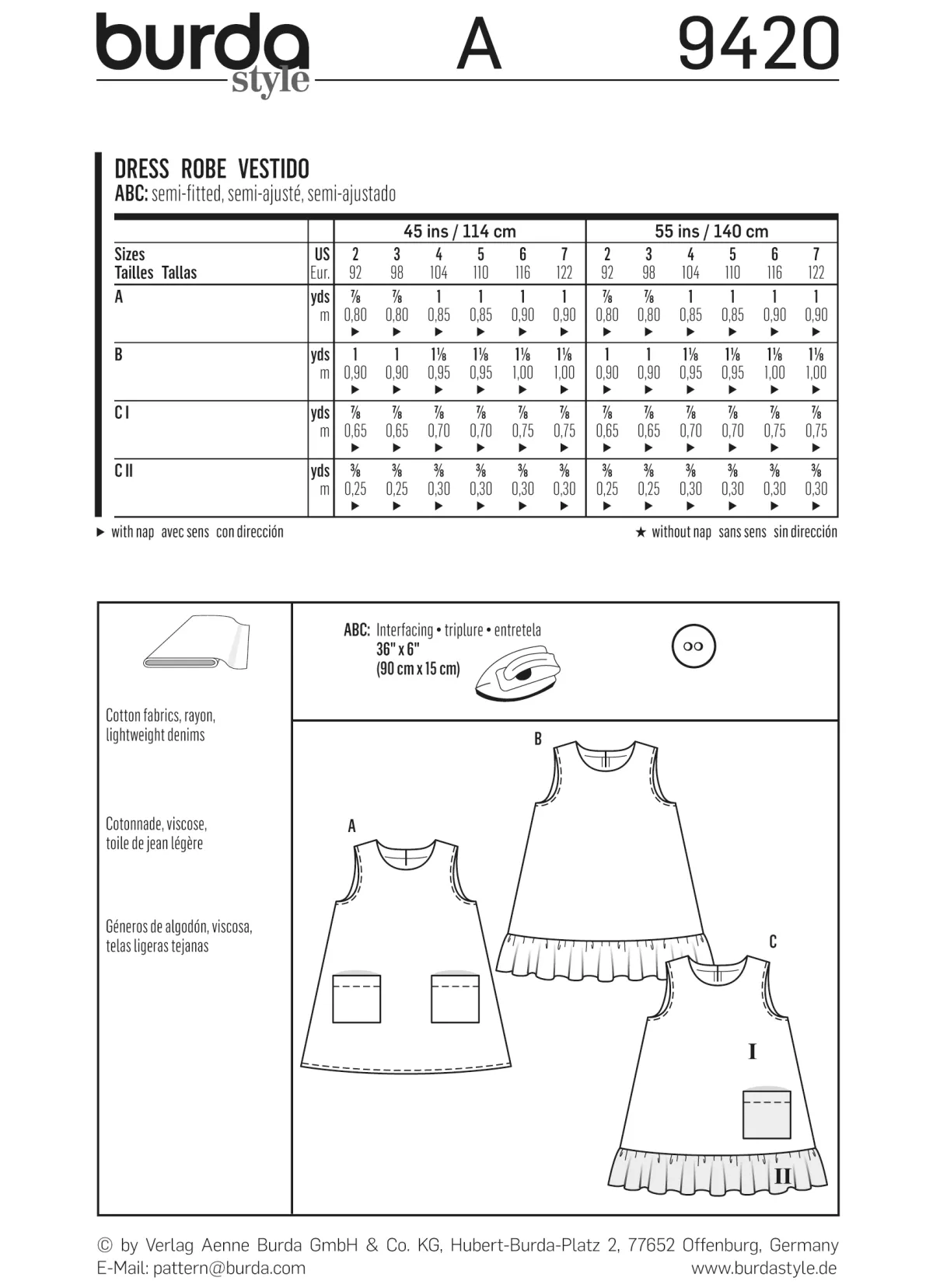 Cartamodelli Burda Neonati|Bambini>abito