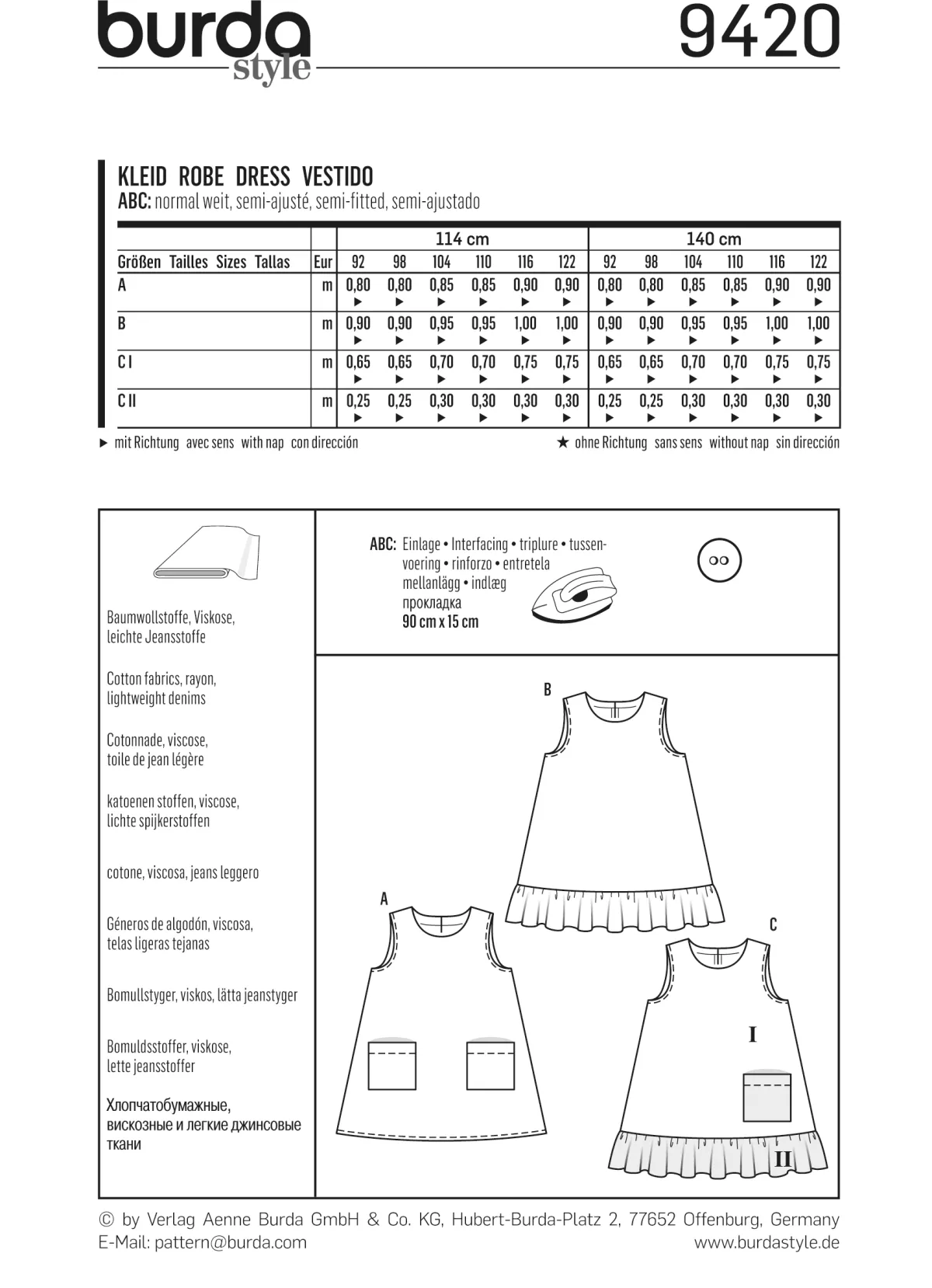 Cartamodelli Burda Neonati|Bambini>abito