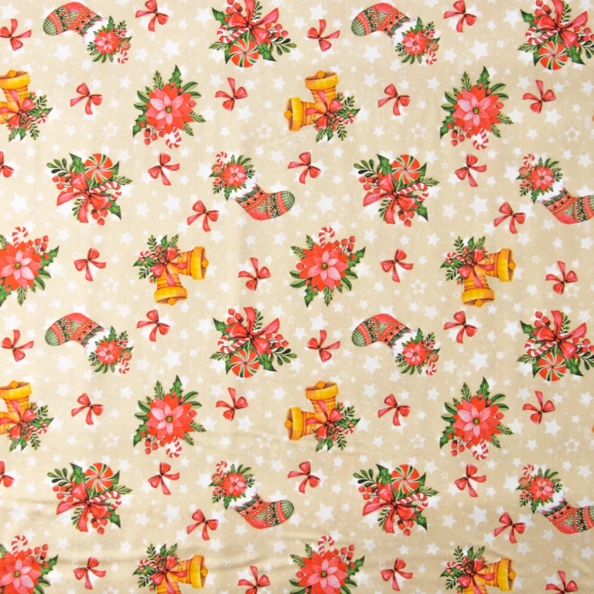 Bambino Giesse Scampoli Tessuti In Cotone>BABY COTONE DIGITALE CAMPANELLE FIOCCHI