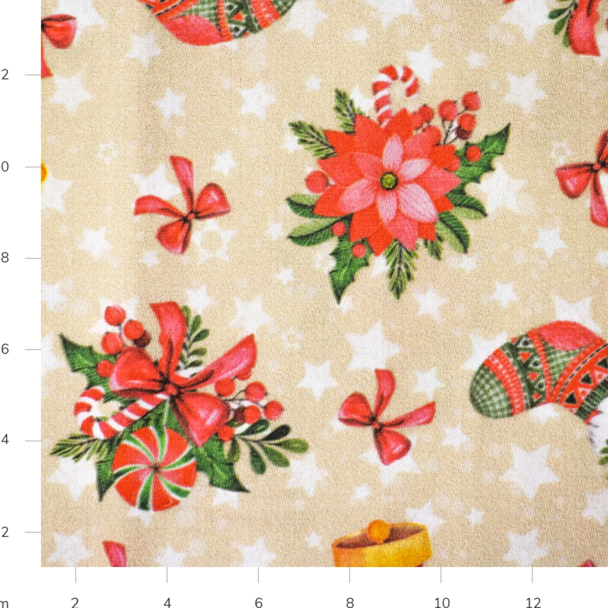 Bambino Giesse Scampoli Tessuti In Cotone>BABY COTONE DIGITALE CAMPANELLE FIOCCHI