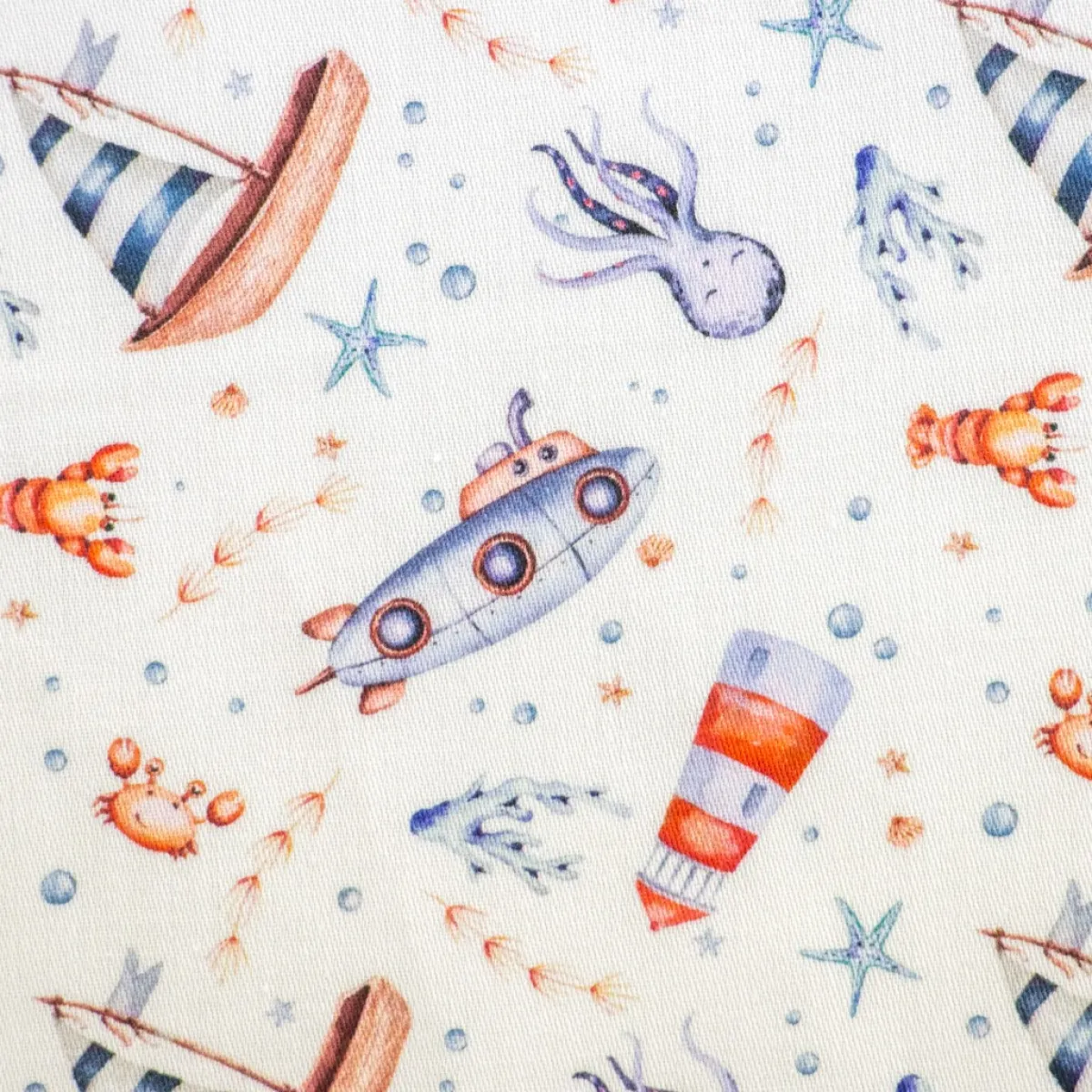 Bambino Giesse Scampoli Tessuti In Cotone>BABY COTONE DIGITALE MONDO MARINO