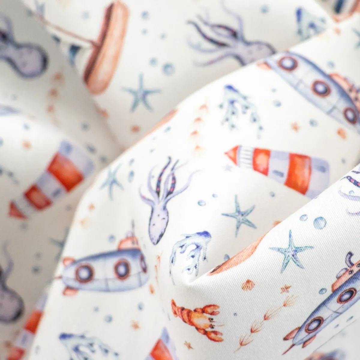 Bambino Giesse Scampoli Tessuti In Cotone>BABY COTONE DIGITALE MONDO MARINO