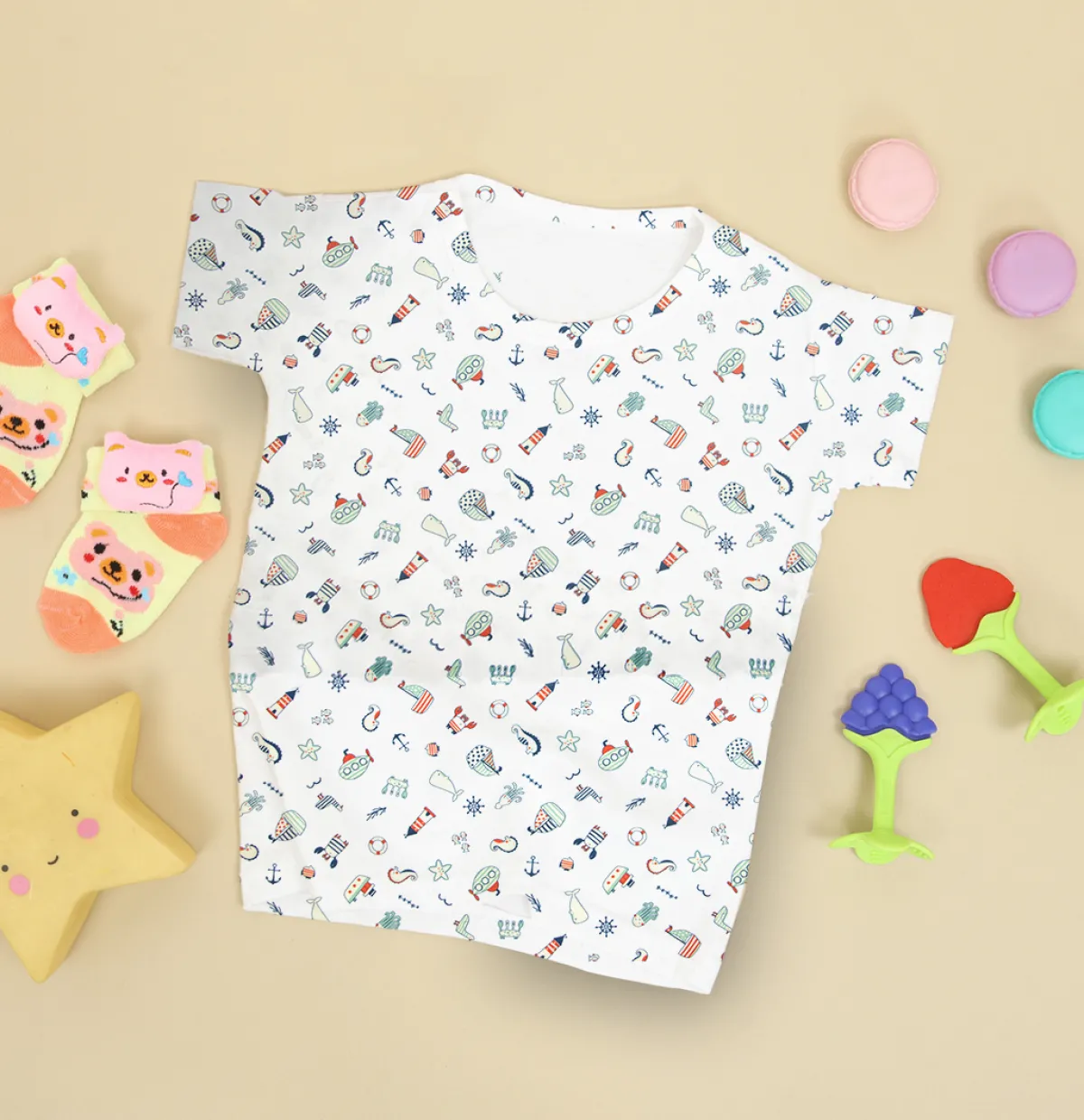 Bambino Giesse Scampoli Tessuti In Cotone>BABY COTONE DIGITALE SPIAGGIA