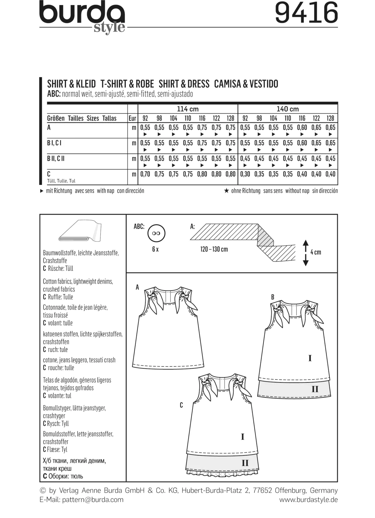 Cartamodelli Burda Neonati|Bambini>Camicia, vestito