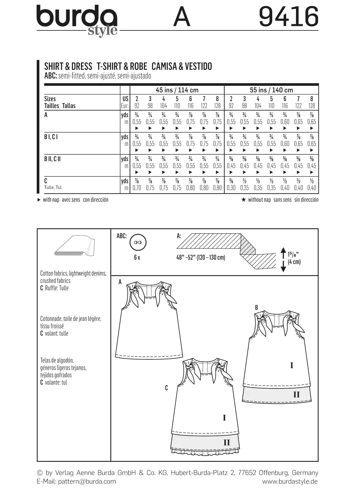 Cartamodelli Burda Neonati|Bambini>Camicia, vestito