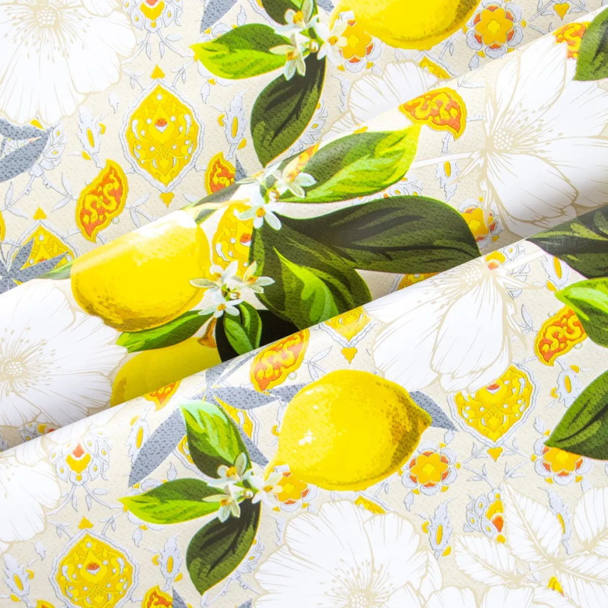 Giesse Scampoli Cotoni Resinati E Tovaglie Cerate>CERATA TRAMA FANTASIA LIMONI IN FIORE