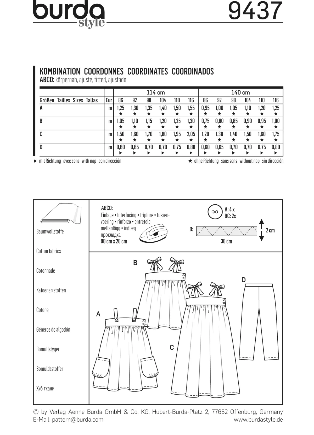 Cartamodelli Burda Neonati|Bambini>combinazione