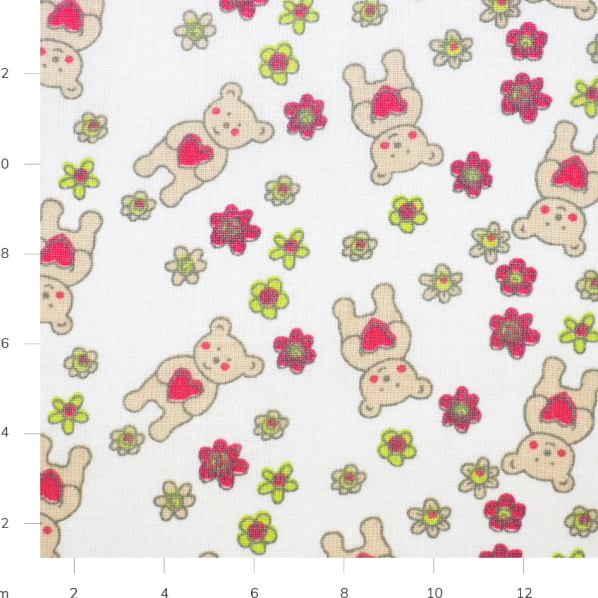 Bambino Giesse Scampoli Tessuti In Cotone>COTONE LEGGERO FIORI E ORSETTI