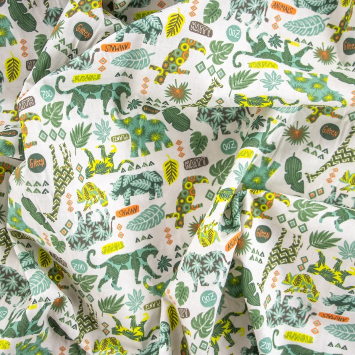 Bambino Giesse Scampoli Tessuti In Cotone>COTONE OLANDA JUNGLE