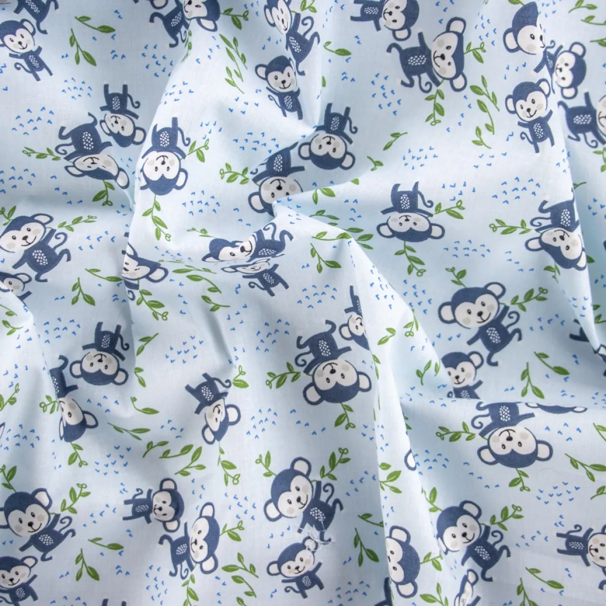 Bambino Giesse Scampoli Tessuti In Cotone>COTONE OLANDA SCIMMIETTE
