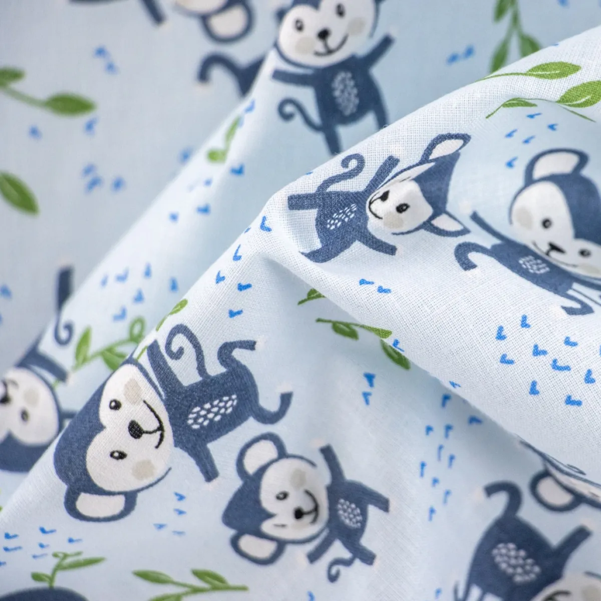 Bambino Giesse Scampoli Tessuti In Cotone>COTONE OLANDA SCIMMIETTE
