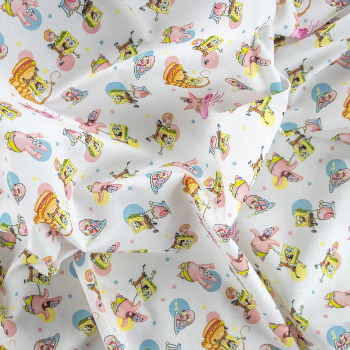 Bambino Giesse Scampoli Tessuti In Cotone>COTONE SPONGEBOB FUMETTI