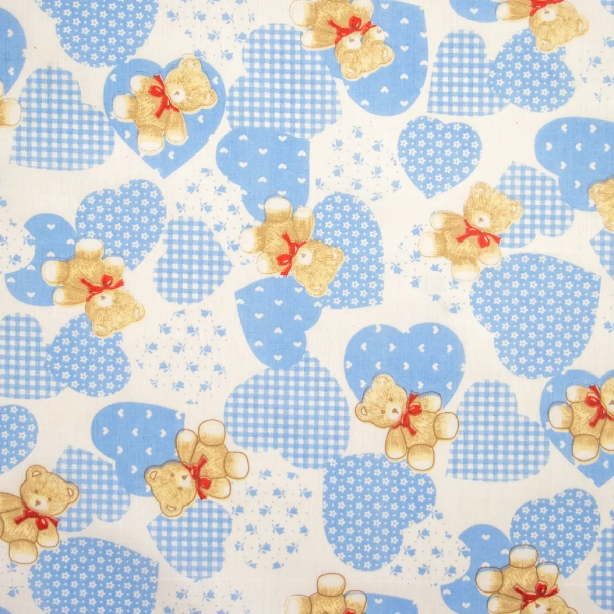 Bambino Giesse Scampoli Tessuti In Cotone>COTONE STEF TEDDY CUORE