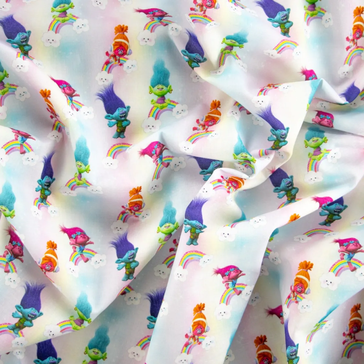 Bambino Giesse Scampoli Tessuti In Cotone>COTONE TROLLS FUMETTI