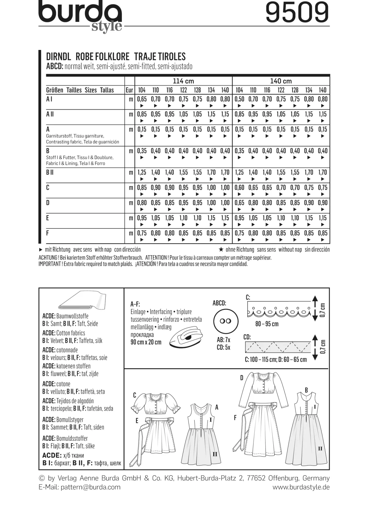 Cartamodelli Burda Neonati|Bambini>Dirndl