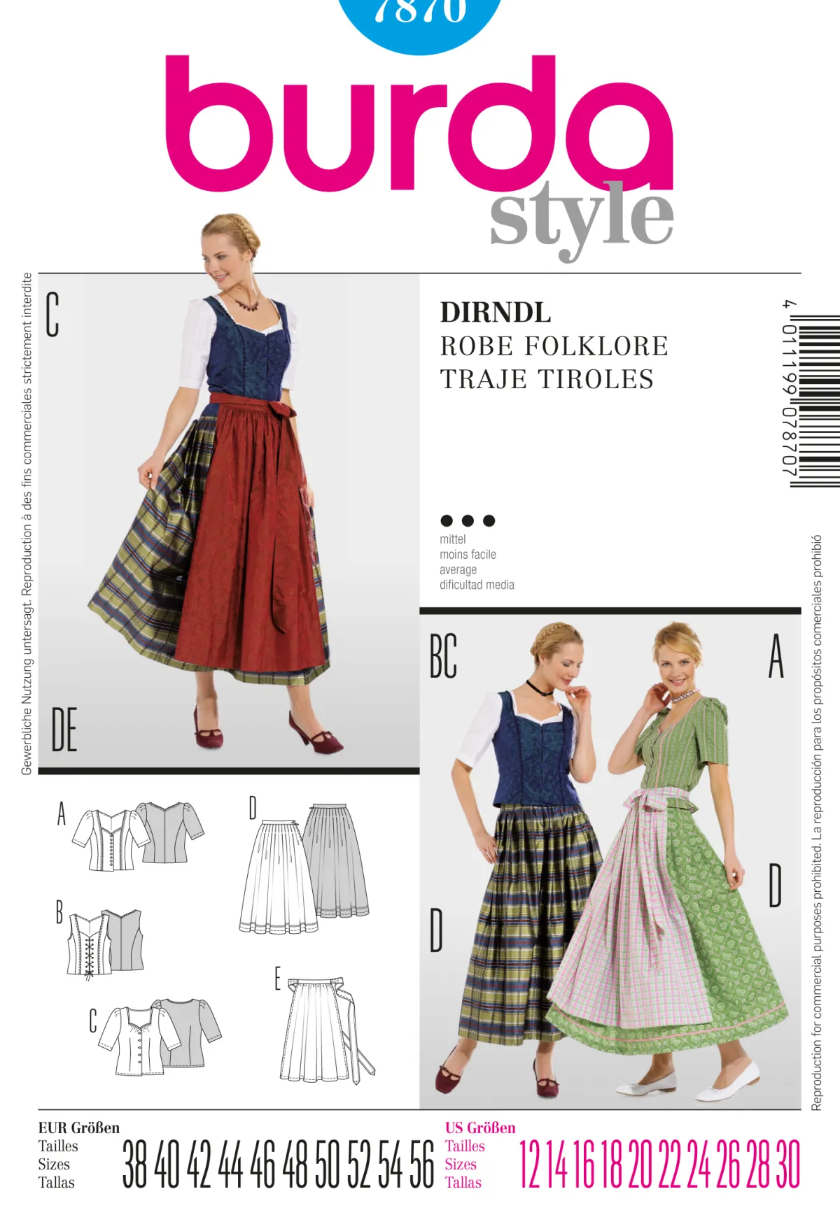 Cartamodelli Burda Abiti>Dirndl