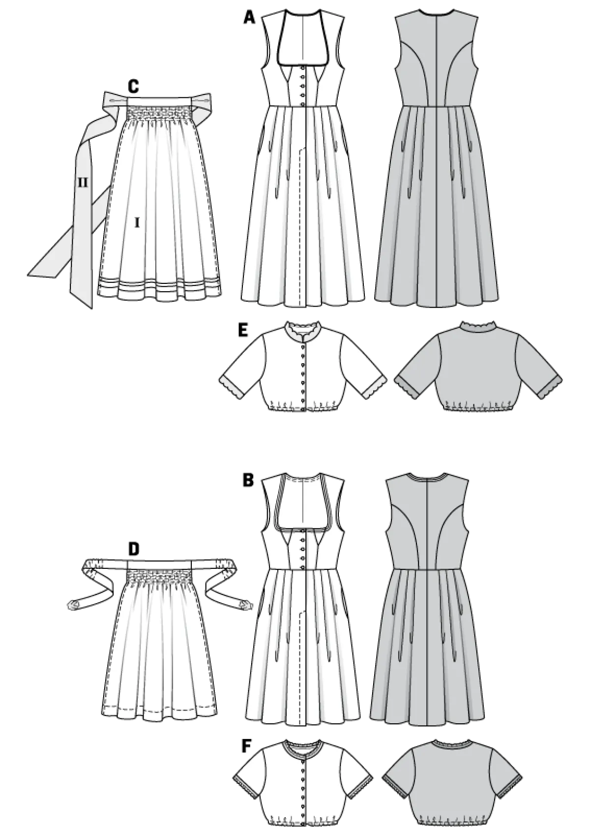 Cartamodelli Burda Abiti>Dirndl - Camicia Dirndl