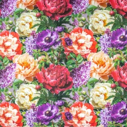 Giesse Scampoli Tovaglie Fantasia>DRILL COTONE DIGITALE LILLA' E PEONIE