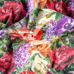 Giesse Scampoli Tovaglie Fantasia>DRILL COTONE DIGITALE LILLA' E PEONIE