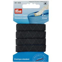 Giesse Scampoli Velcro Ed Elastici>Elastico lavabile 12mm nero 2 MT