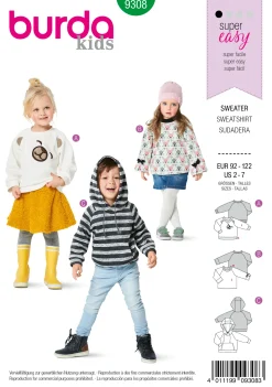 Cartamodelli Burda Neonati|Bambini>FELPA - FELPA E TOP CON CAPPUCCIO