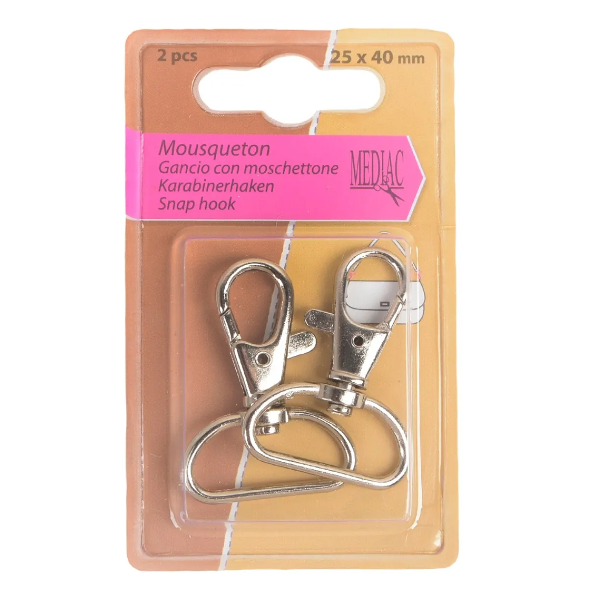 Giesse Scampoli Accessori Per Borse E Bigiotteria>GANCIO CON MOSCHETTONE 25X40MM