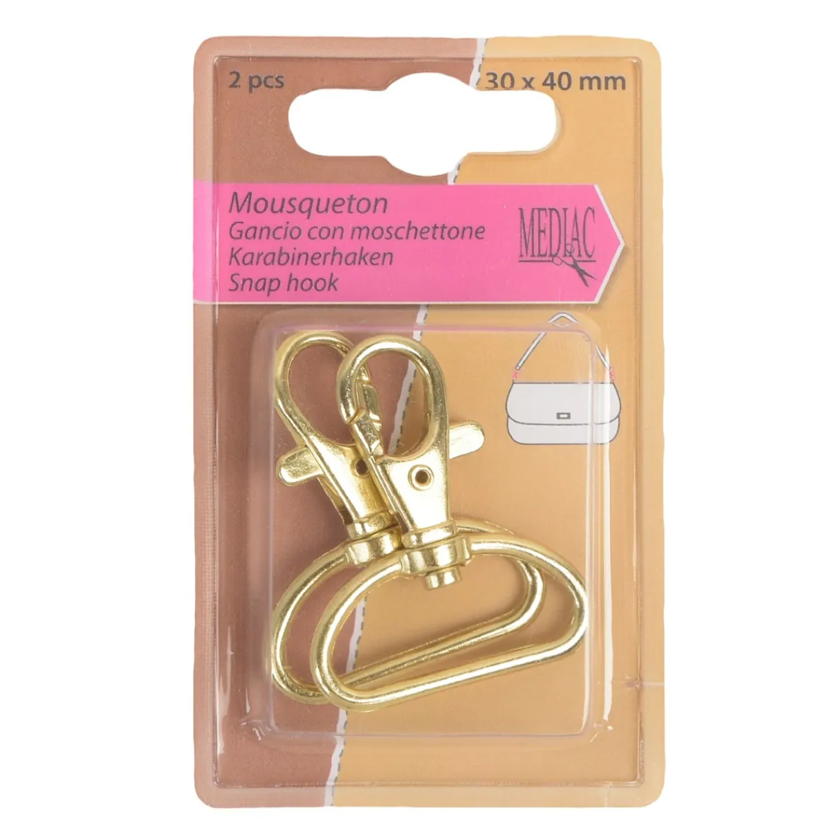 Giesse Scampoli Accessori Per Borse E Bigiotteria>GANCIO CON MOSCHETTONE 30X40 MM
