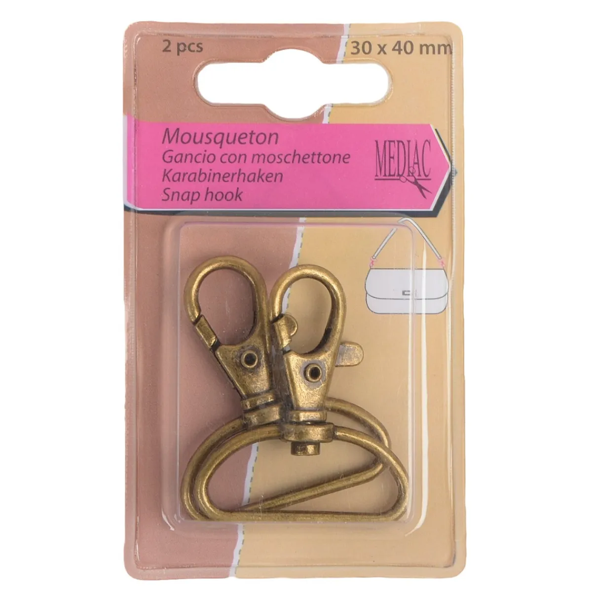 Giesse Scampoli Accessori Per Borse E Bigiotteria>GANCIO CON MOSCHETTONE 30X40MM