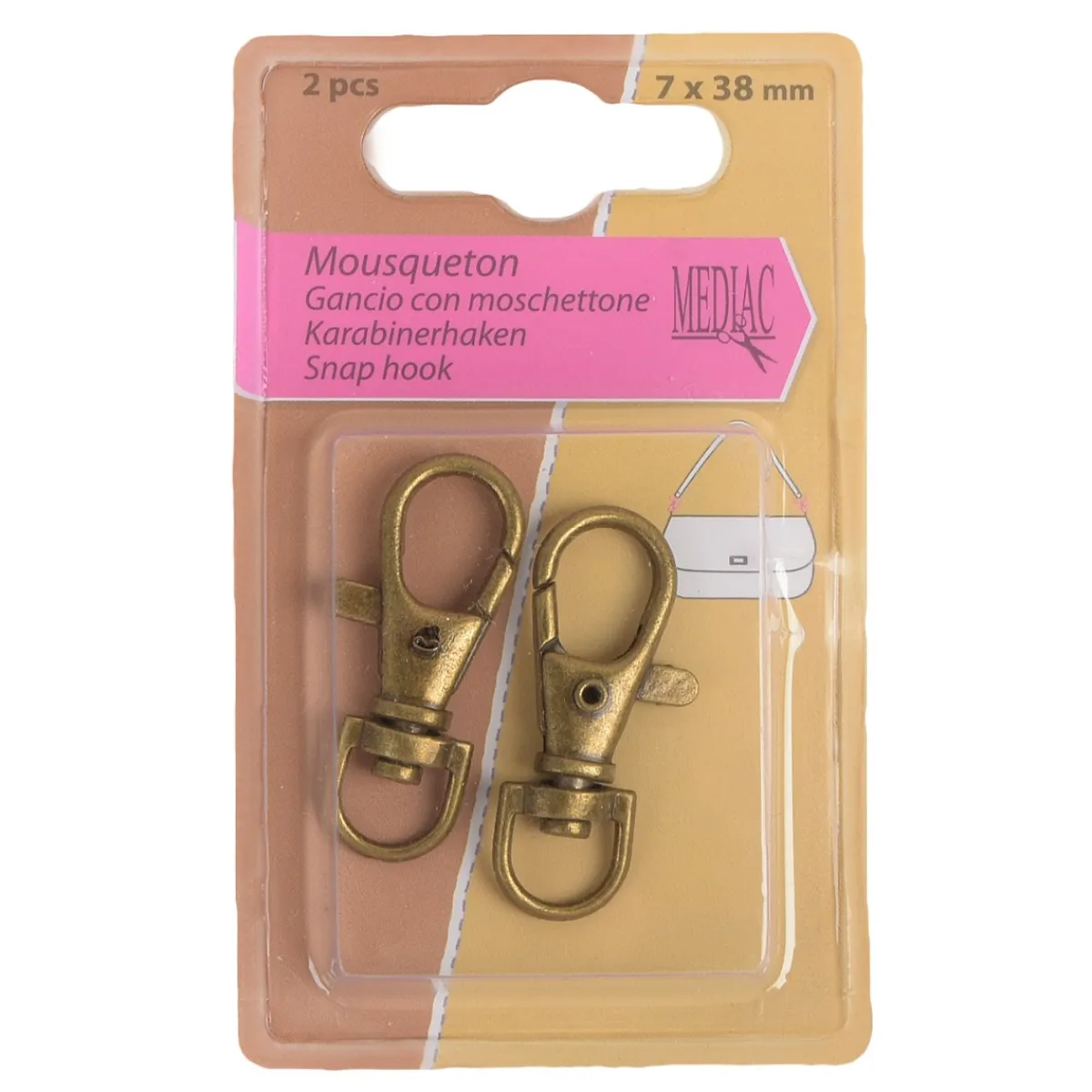 Giesse Scampoli Accessori Per Borse E Bigiotteria>GANCIO CON MOSCHETTONE 7X38MM