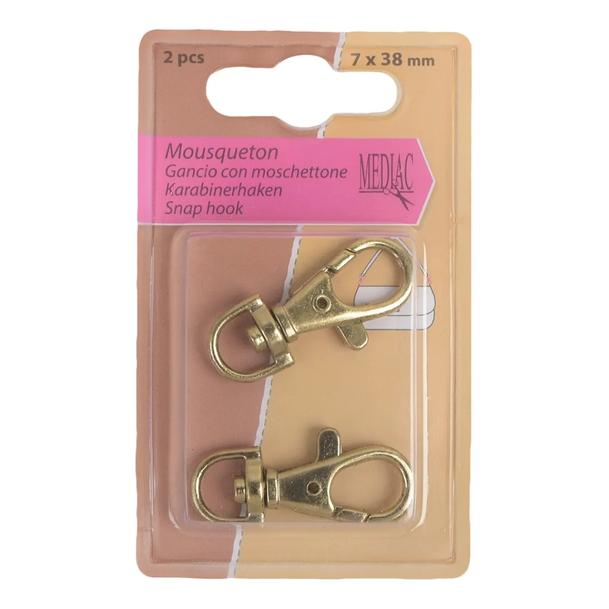 Giesse Scampoli Accessori Per Borse E Bigiotteria>GANCIO CON MOSCHETTONE 7X38MM
