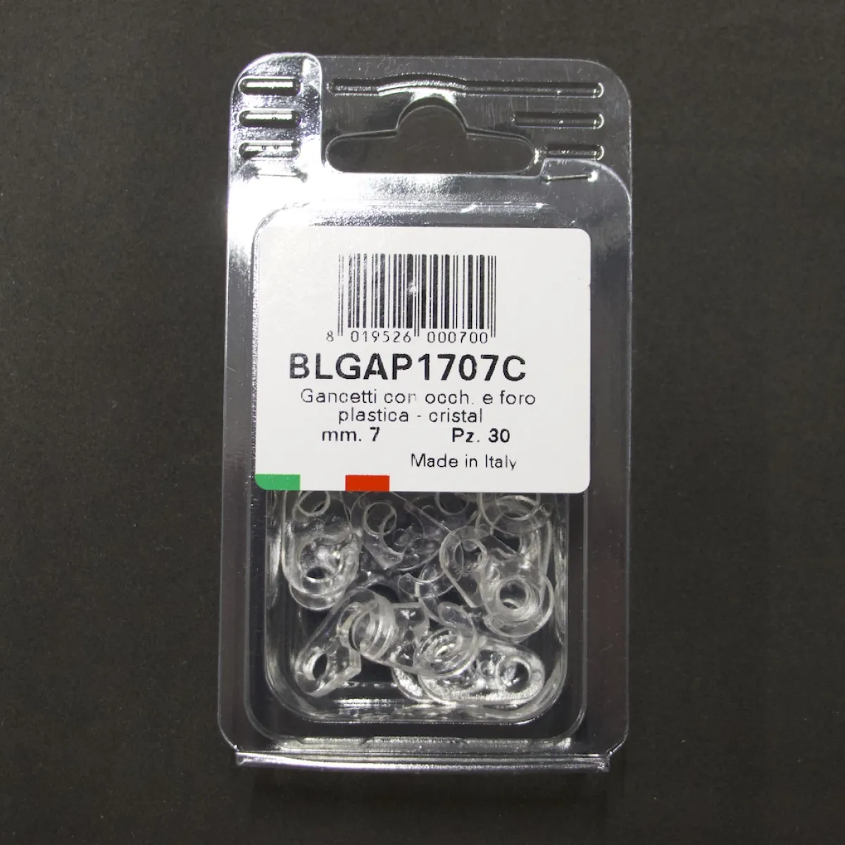 Giesse Scampoli Accessori Per Tende>Ganci plastica con occhiello mm. 7