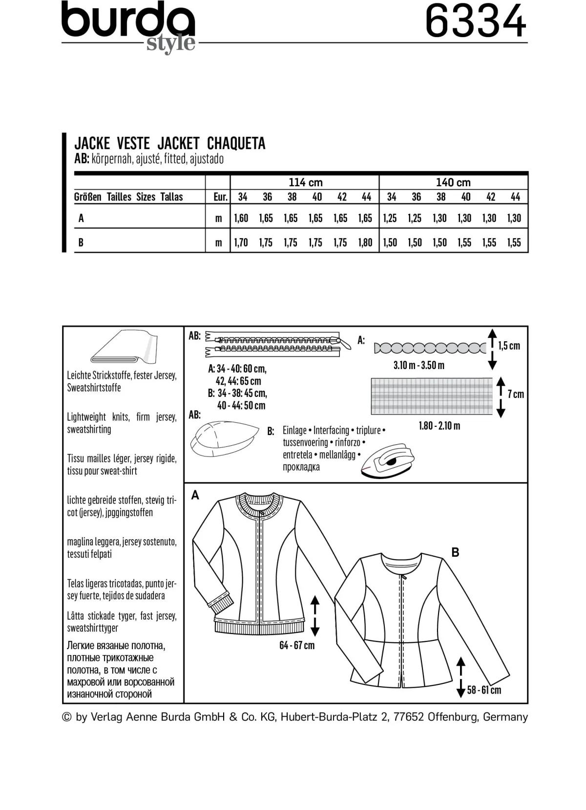 Cartamodelli Burda Giacche>giacca