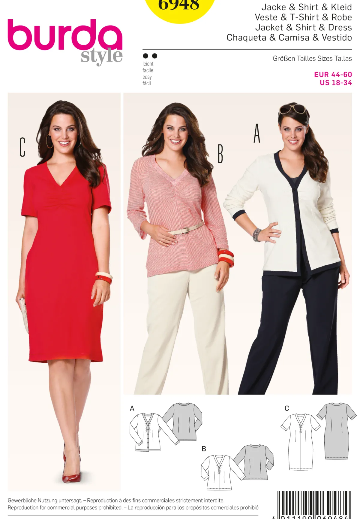 Cartamodelli Burda Taglie Forti>Giacca, camicia e vestito