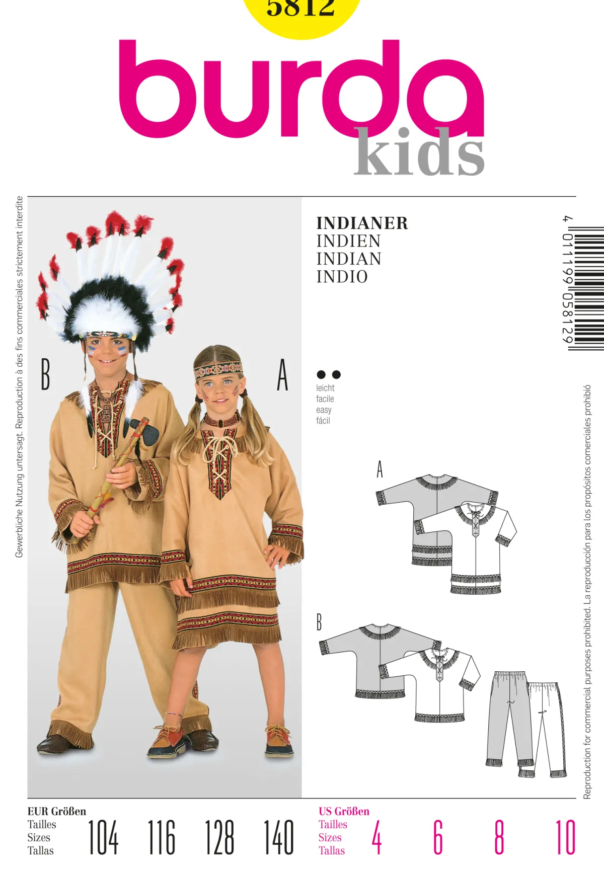 Cartamodelli Burda Neonati|Bambini>INDIANI