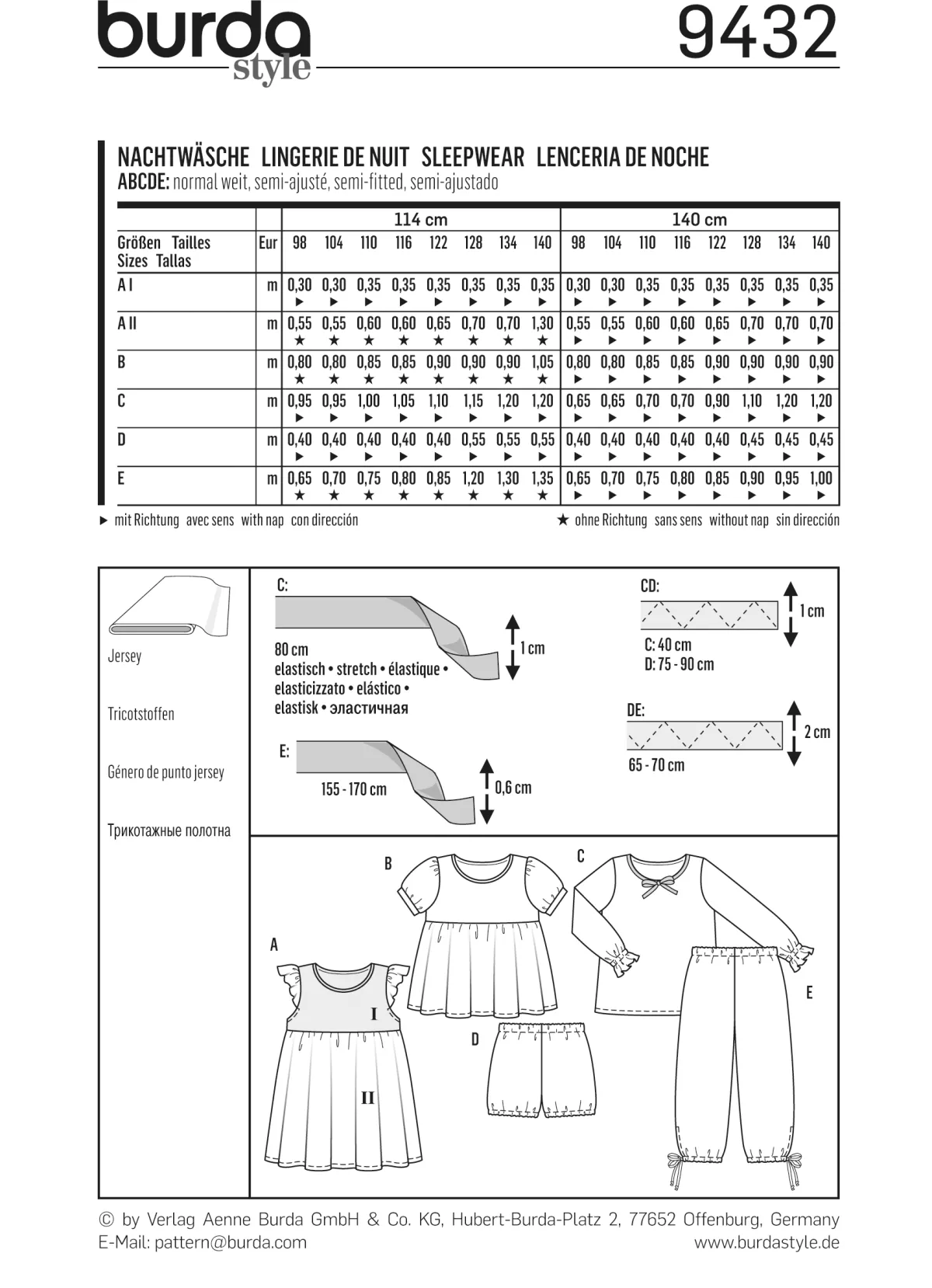 Cartamodelli Burda Neonati|Bambini>indumenti da notte