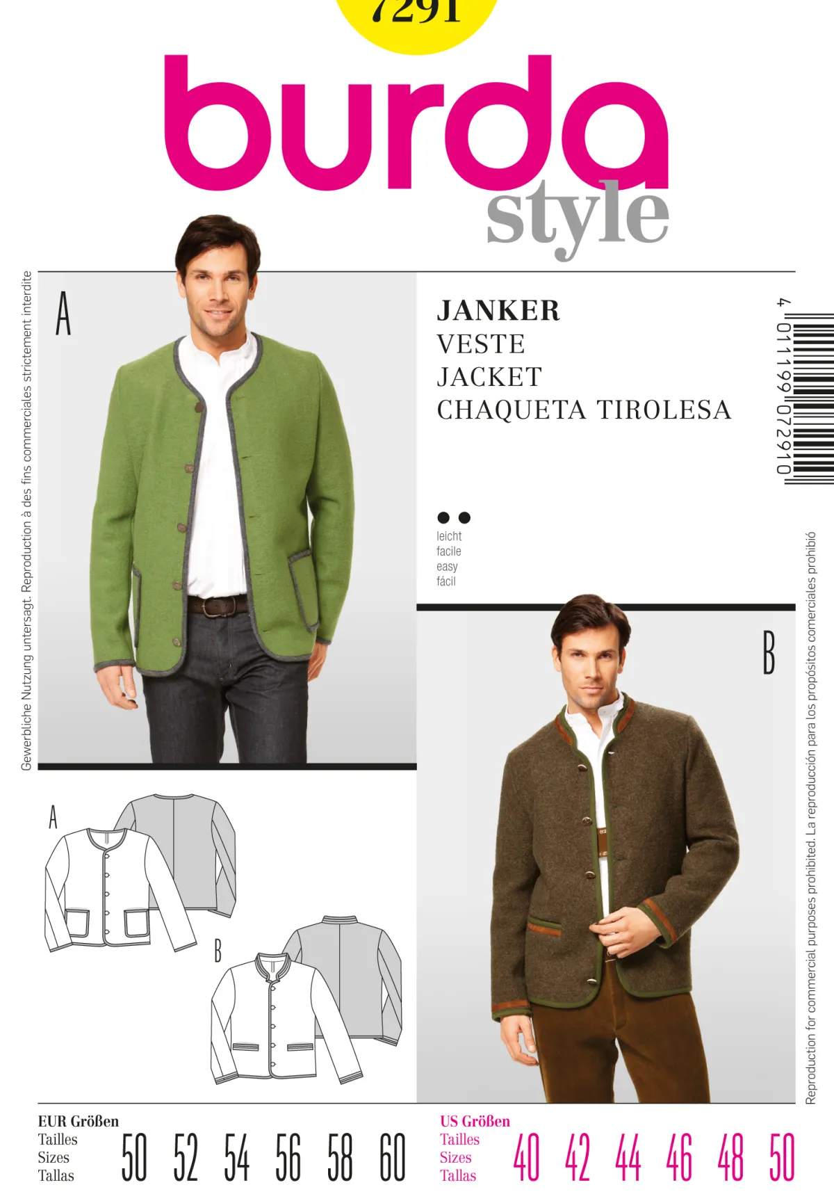 Uomo Cartamodelli Burda Uomo>Janker