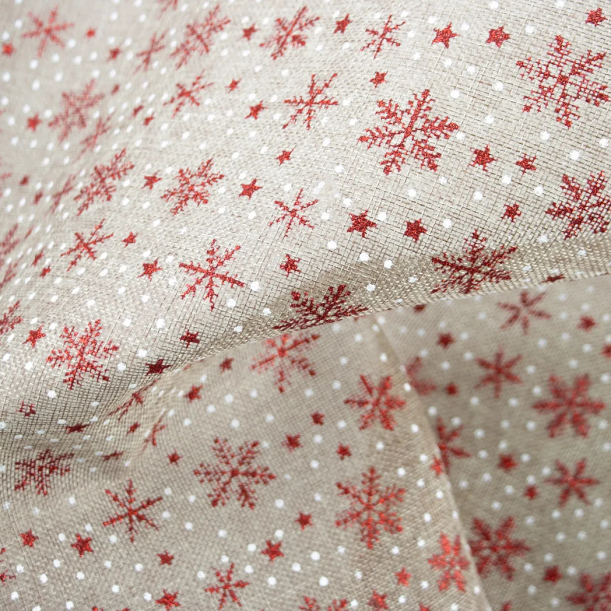 Giesse Scampoli Tessuti Tecnici Per L'Arredo>JUTA STAMPATA NEVE NATALE