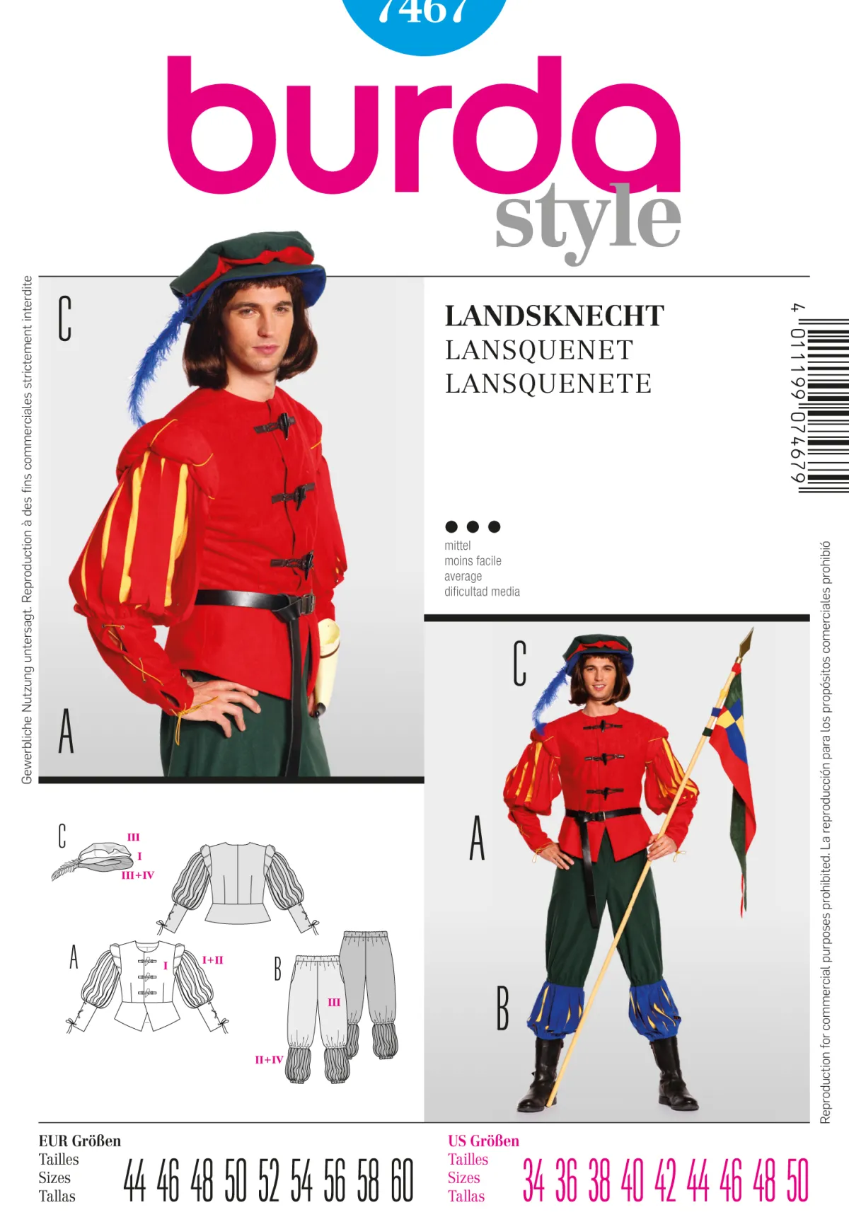 Cartamodelli Burda Costumi Per Spettacoli E Carnevale>Landsknecht