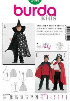 Cartamodelli Burda Neonati|Bambini>Mago, pirata, diavolo