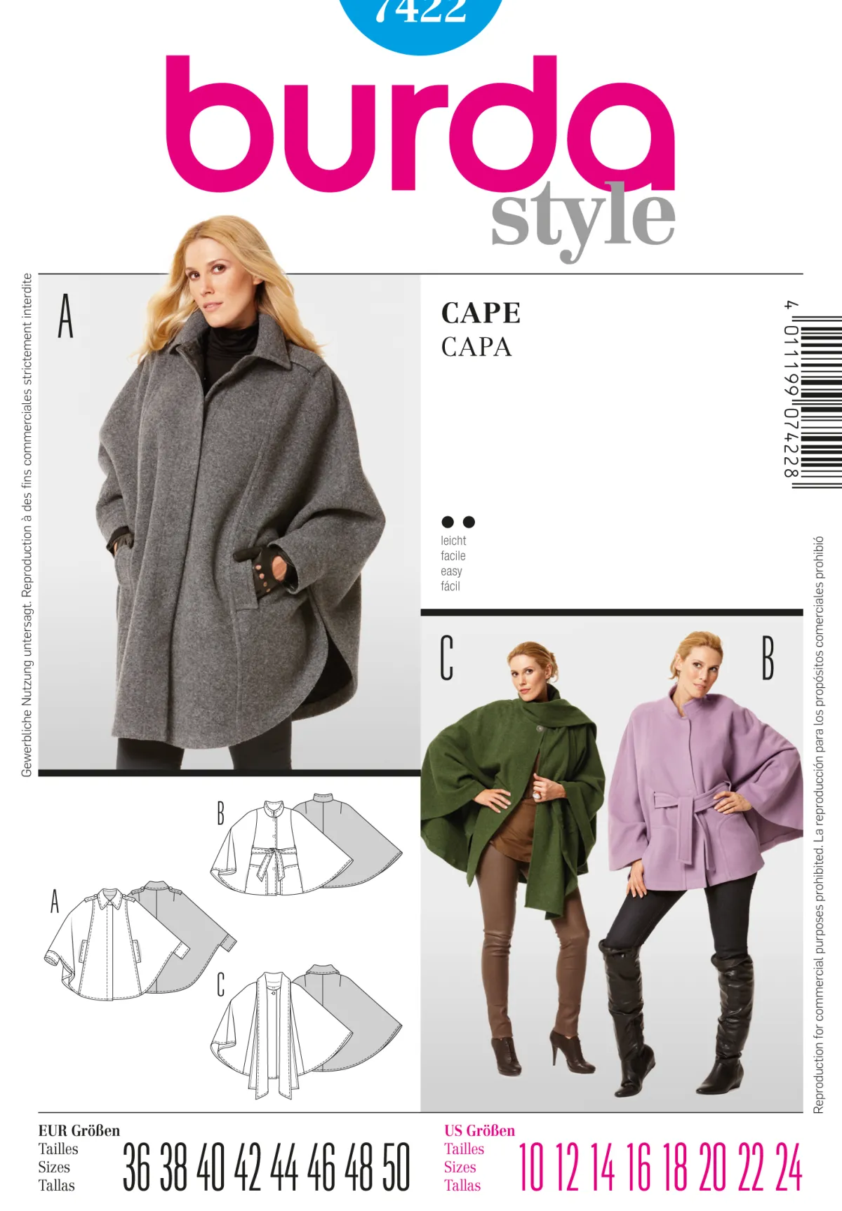 Cartamodelli Burda Giacche>mantellina