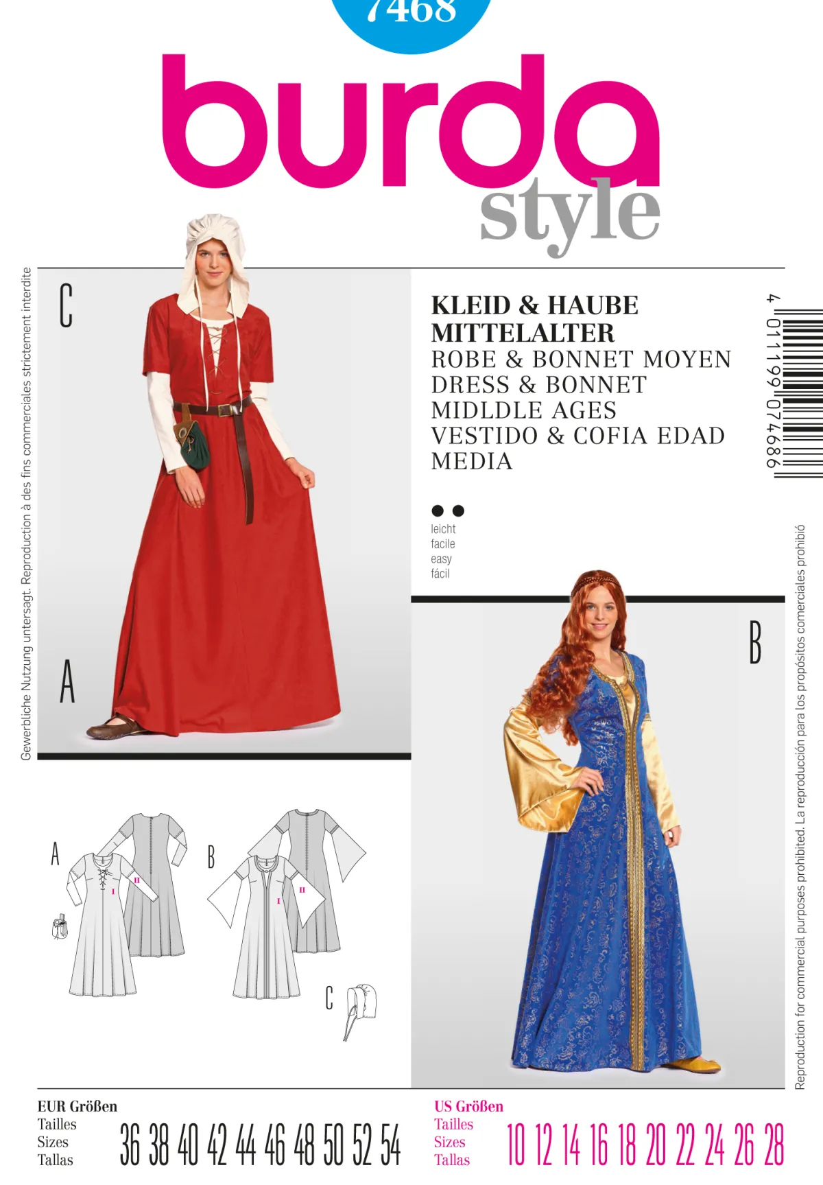 Cartamodelli Burda Costumi Per Spettacoli E Carnevale>MEDIOEVO +CAPPUCCIO