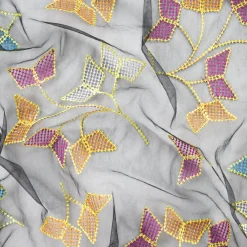Giesse Scampoli Fantasie Moda>MICROTULLE RICAMATO MAURO FOGLIE