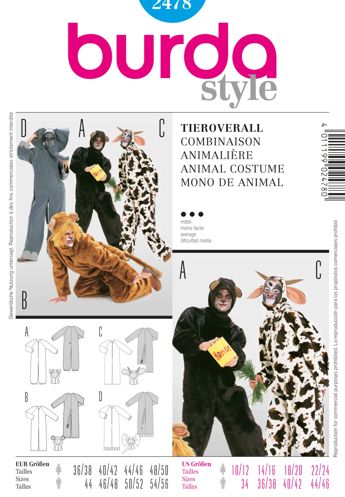 Cartamodelli Burda Costumi Per Spettacoli E Carnevale>Nel complesso animale