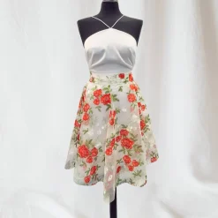Giesse Scampoli Tessuti Tinta Unita>ORGANZA RICAMATA MAURA ROSE
