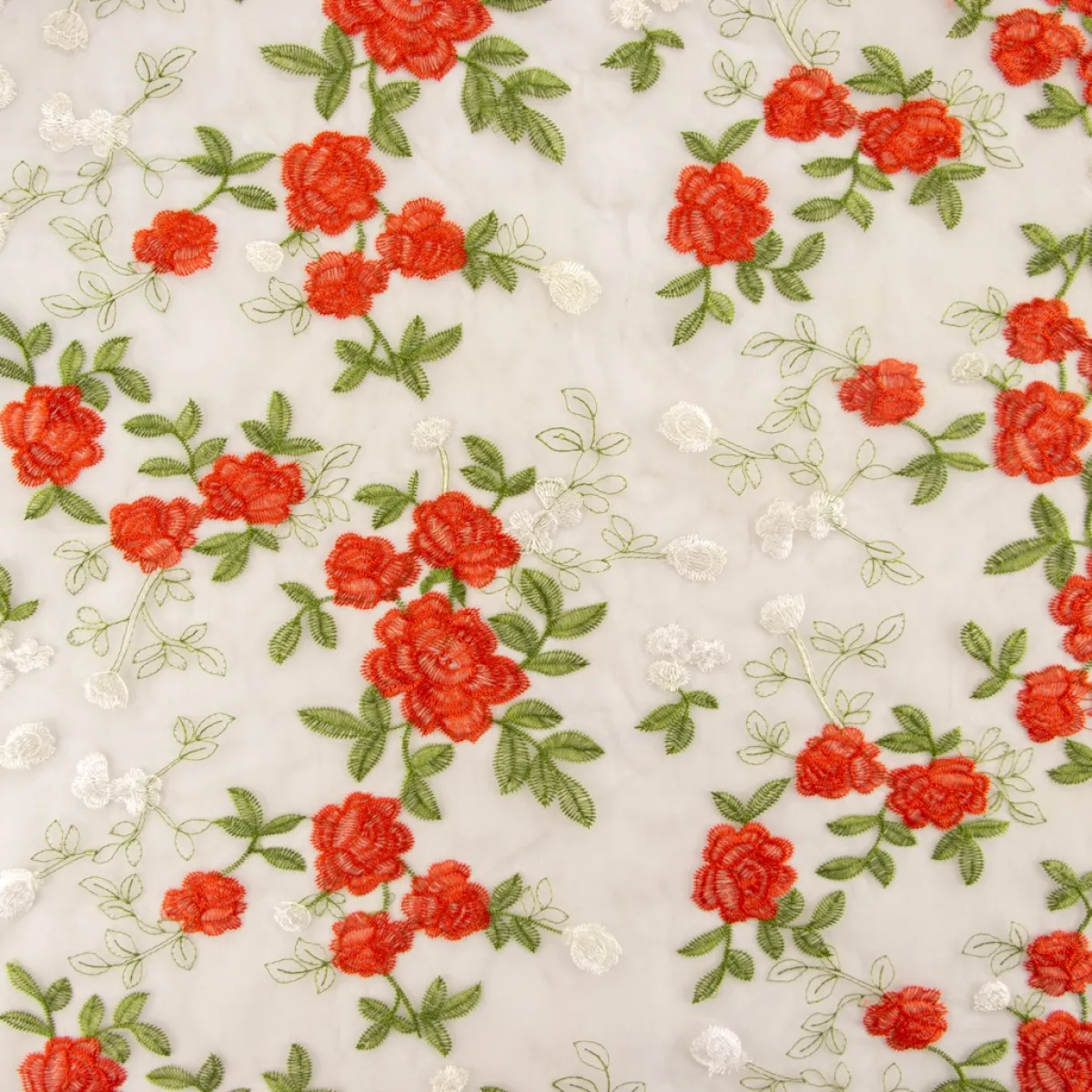 Giesse Scampoli Tessuti Tinta Unita>ORGANZA RICAMATA MAURA ROSE