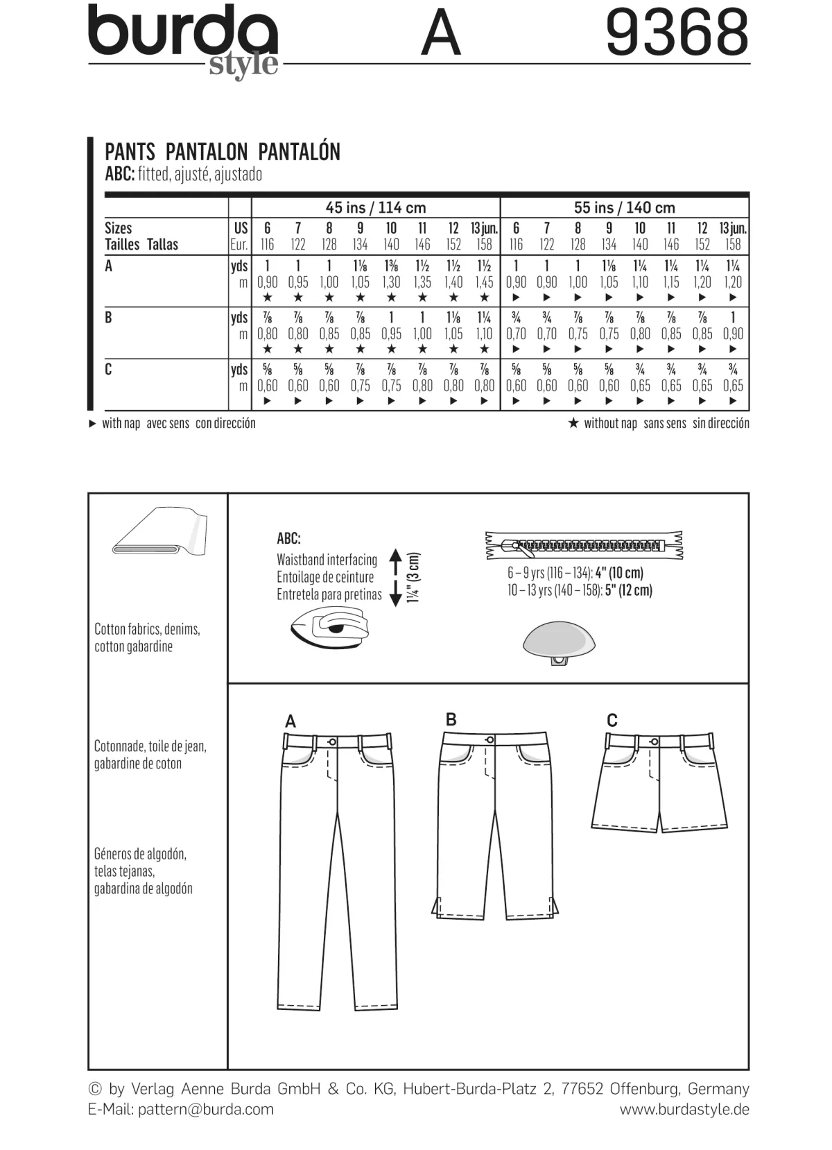 Cartamodelli Burda Neonati|Bambini>pantaloni