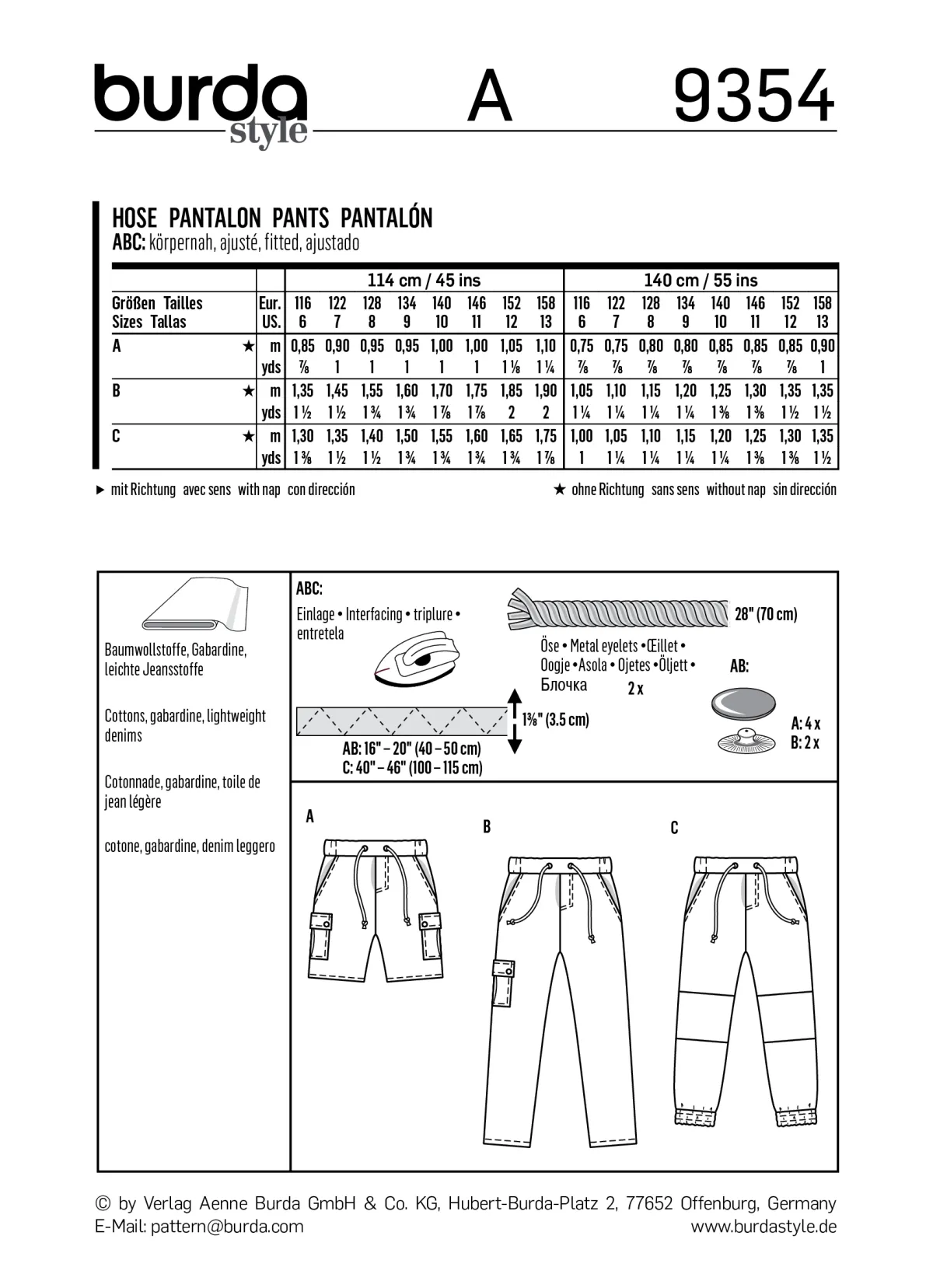 Cartamodelli Burda Neonati|Bambini>pantaloni