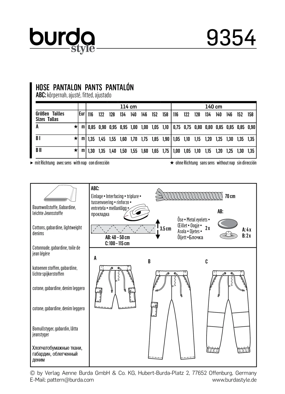 Cartamodelli Burda Neonati|Bambini>pantaloni