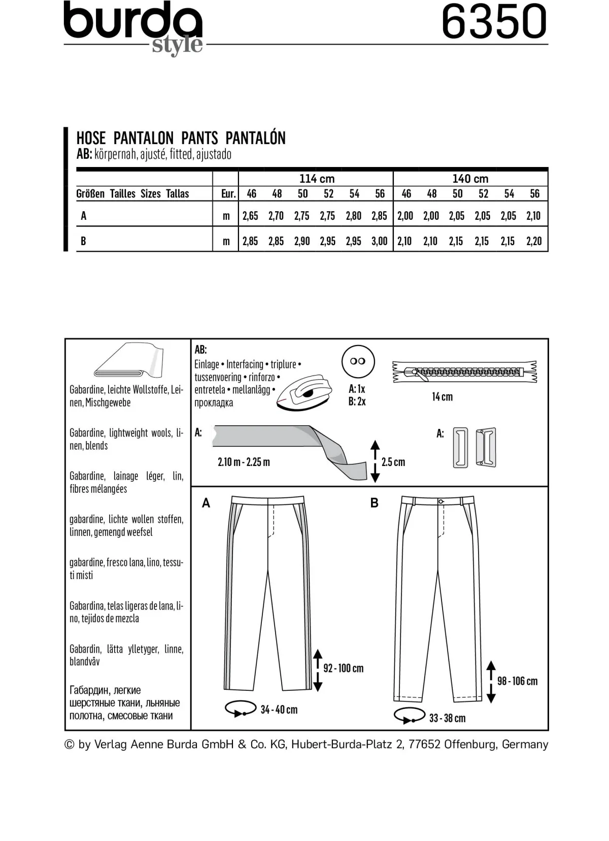 Uomo Cartamodelli Burda Uomo>pantaloni