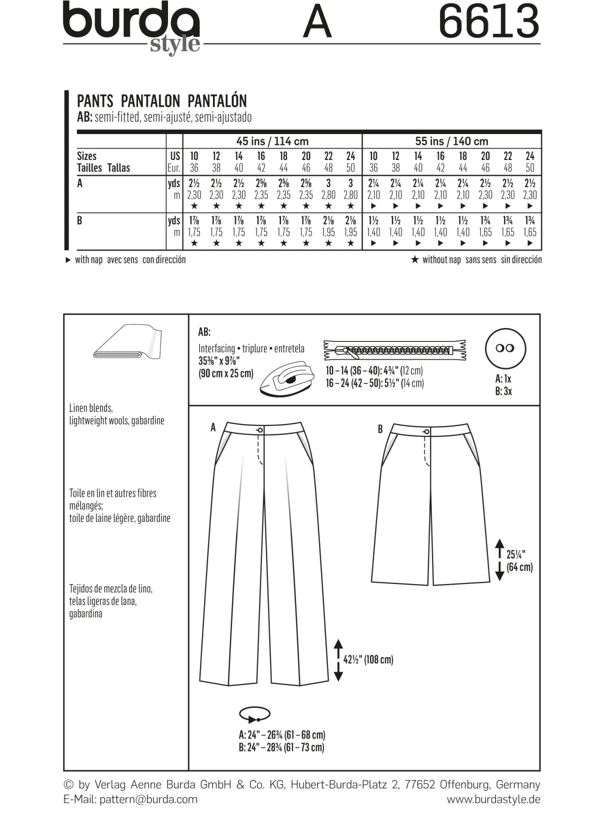 Cartamodelli Burda Pantaloni>pantaloni